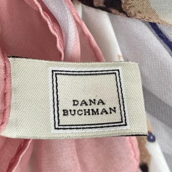Dana Buchman Floral Monogram Pink & Gray Wrap 42” Versatile Feminine Summer NWOT